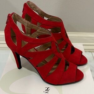 Style & Co. Red Strappy Heels 7Sz NWOT